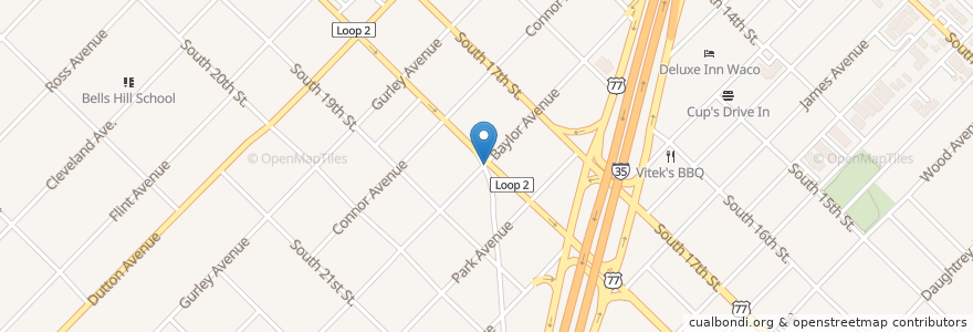 Mapa de ubicacion de Nueva Vida Iglesia Bautista Church en Estados Unidos De América, Texas, Mclennan County, Waco.