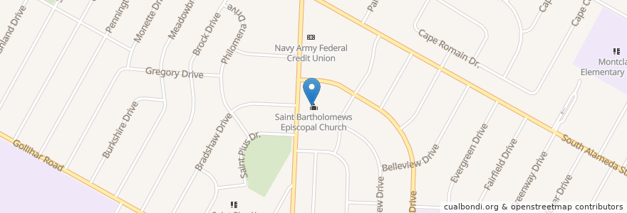 Mapa de ubicacion de Saint Bartholomews Episcopal Church en Amerika Syarikat, Corpus Christi, Texas, Nueces County.