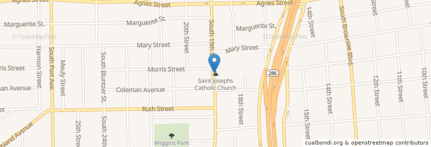 Mapa de ubicacion de Saint Josephs Catholic Church en Estados Unidos De América, Corpus Christi, Texas, Nueces County.