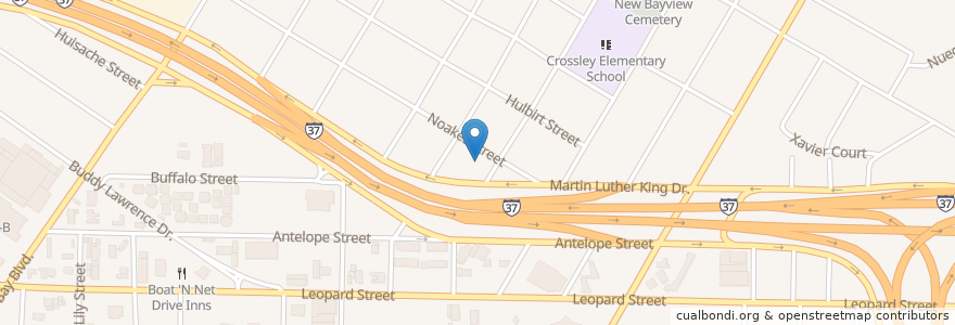 Mapa de ubicacion de Hillcrest Church of Christ en Verenigde Staten, Corpus Christi, Texas, Nueces County.