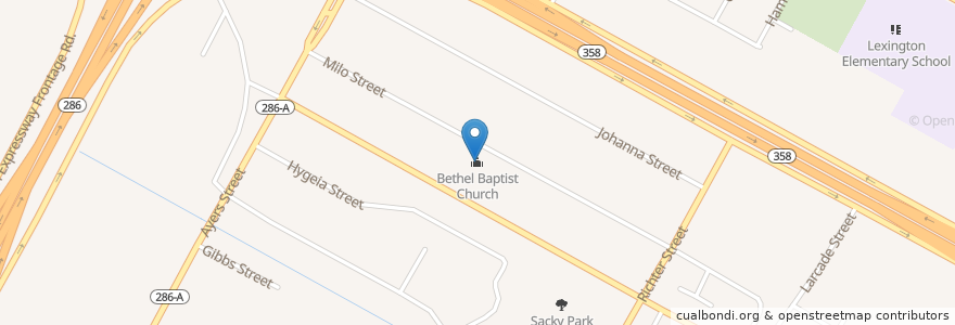 Mapa de ubicacion de Bethel Baptist Church en Vereinigte Staaten Von Amerika, Corpus Christi, Texas, Nueces County.