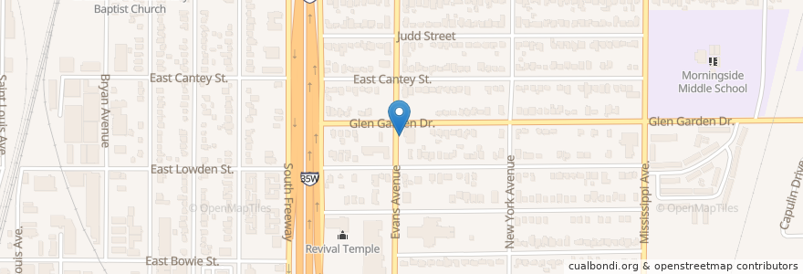 Mapa de ubicacion de Morningside United Methodist Church en アメリカ合衆国, テキサス州, Tarrant County, Fort Worth.