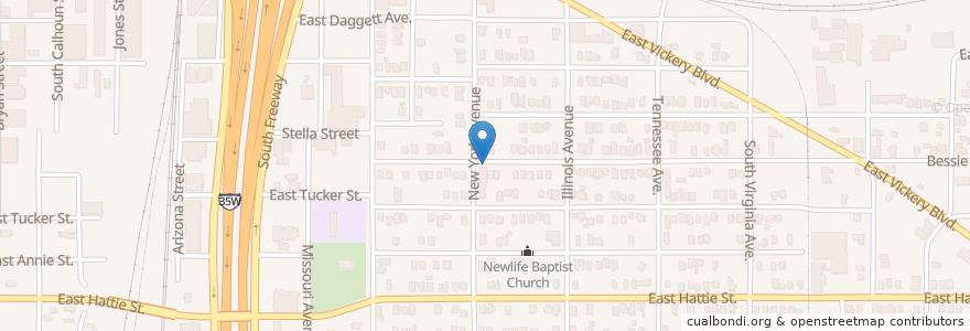 Mapa de ubicacion de Highland Baptist Church en Estados Unidos Da América, Texas, Tarrant County, Fort Worth.