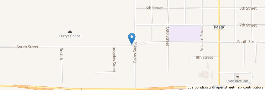 Mapa de ubicacion de Curry Chapel Baptist Church en ایالات متحده آمریکا, تگزاس, Waller County, Brookshire.
