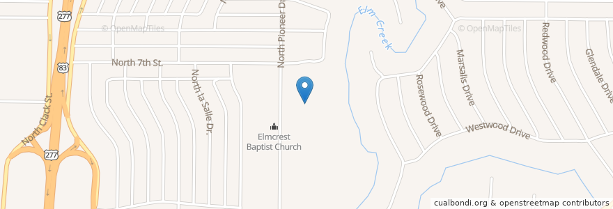 Mapa de ubicacion de Elmcrest Baptist Church en الولايات المتّحدة الأمريكيّة, تكساس, Abilene, Taylor County.