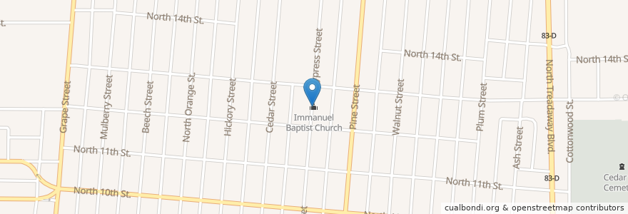 Mapa de ubicacion de Immanuel Baptist Church en Verenigde Staten, Texas, Abilene, Taylor County.