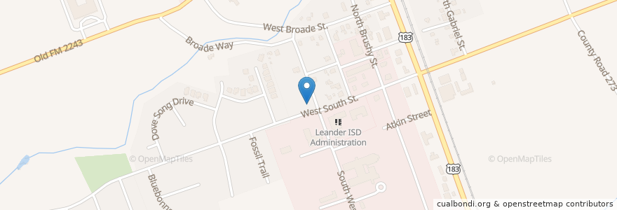 Mapa de ubicacion de Leander Presbyterian Church en ایالات متحده آمریکا, تگزاس, Leander, Williamson County.