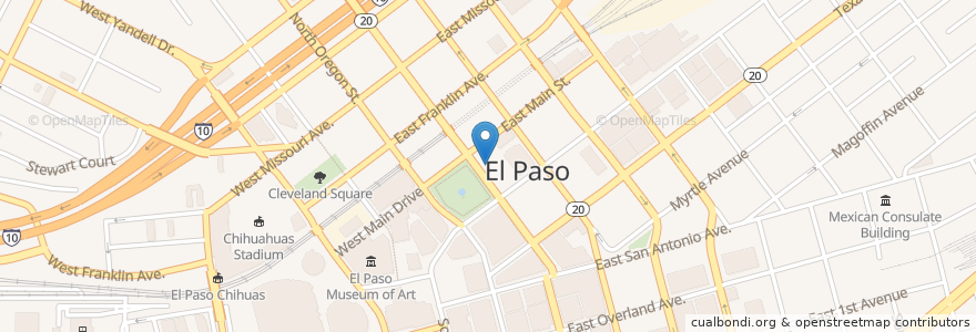 Mapa de ubicacion de Downtown El Paso Post Office en United States, Texas, El Paso County, El Paso.