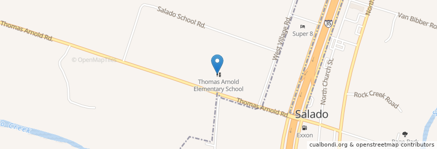 Mapa de ubicacion de Thomas Arnold Elementary School en アメリカ合衆国, テキサス州, Bell County, Salado.