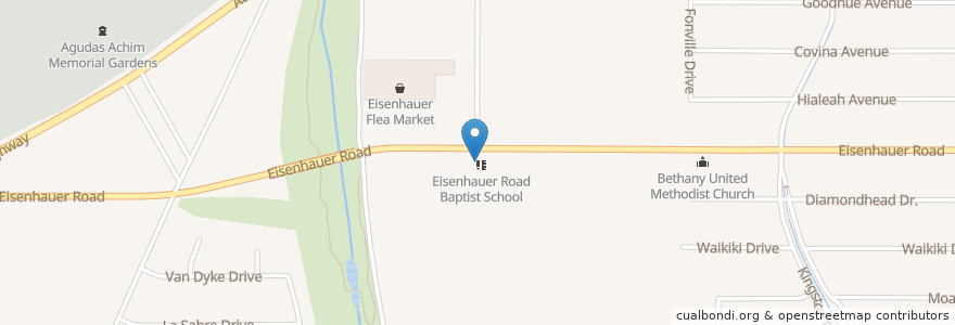 Mapa de ubicacion de Eisenhauer Road Baptist Church en Estados Unidos Da América, Texas, Bexar County, San Antonio.