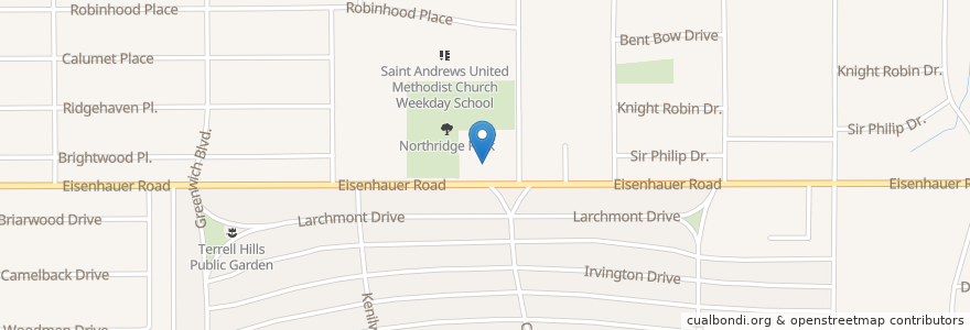 Mapa de ubicacion de Northridge Park Baptist Church en 미국, 텍사스, Bexar County, San Antonio.