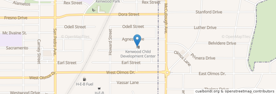 Mapa de ubicacion de Kenwood Child Development Center en 미국, 텍사스, Bexar County, San Antonio.