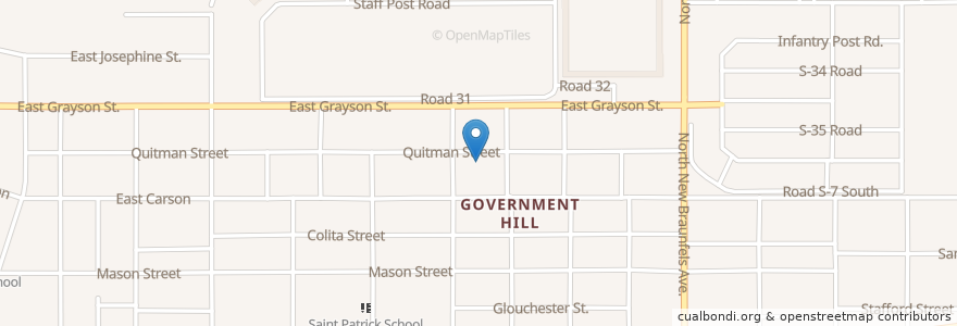 Mapa de ubicacion de Wainwright Station Post Office en 美利坚合众国/美利堅合眾國, 得克萨斯州 / 德克薩斯州 / 德薩斯州, Bexar County, San Antonio.