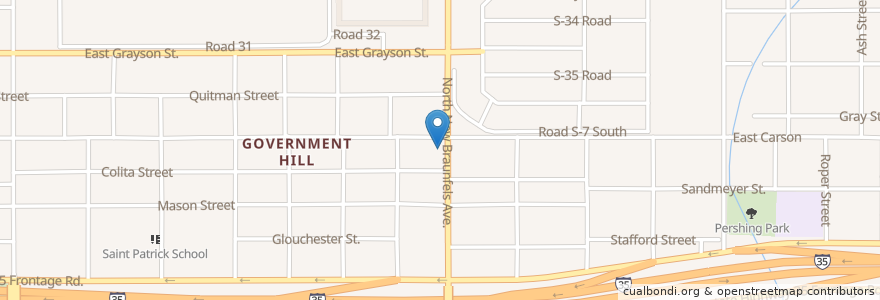 Mapa de ubicacion de Fort Sam Houston Church of Christ en Amerika Syarikat, Texas, Bexar County, San Antonio.