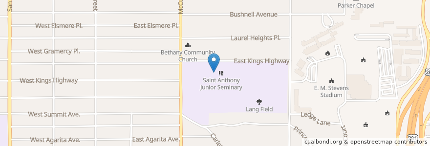 Mapa de ubicacion de Saint Anthony Chapel en 미국, 텍사스, Bexar County, San Antonio.