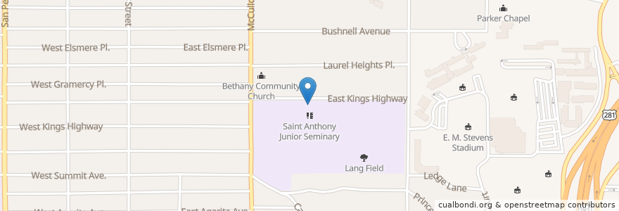 Mapa de ubicacion de Saint Anthony High School en États-Unis D'Amérique, Texas, Bexar County, San Antonio.
