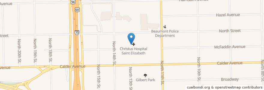Mapa de ubicacion de CHRISTUS Dubuis Hospital of Beaumont en Соединённые Штаты Америки, Техас, Jefferson County, Beaumont.