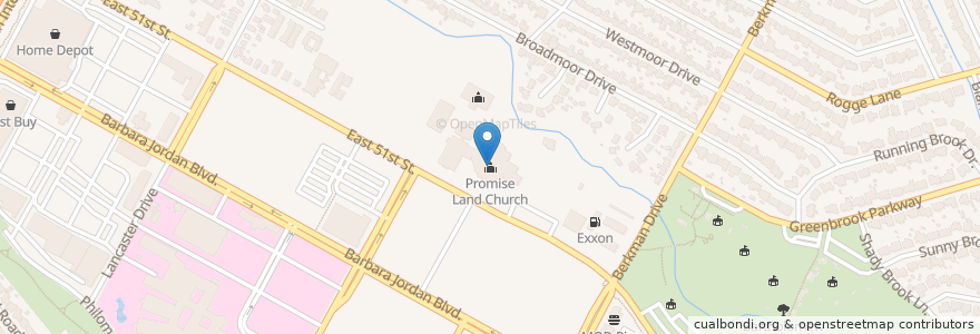 Mapa de ubicacion de Promise Land Church en Estados Unidos De América, Texas, Travis County, Austin.