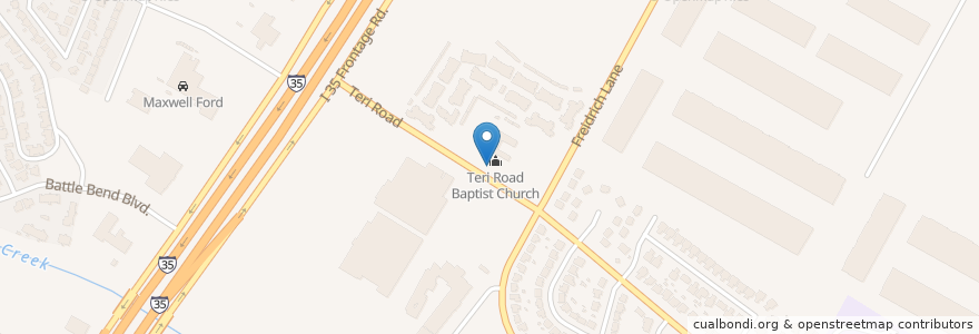 Mapa de ubicacion de Teri Road Baptist Child Care Center en Estados Unidos Da América, Texas, Travis County, Austin.