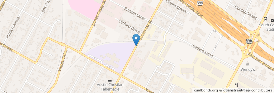 Mapa de ubicacion de Agape Christian Ministries en États-Unis D'Amérique, Texas, Travis County, Austin.