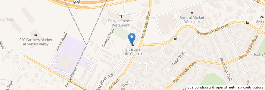 Mapa de ubicacion de Christian Life Church en ایالات متحده آمریکا, تگزاس, Travis County, Austin.