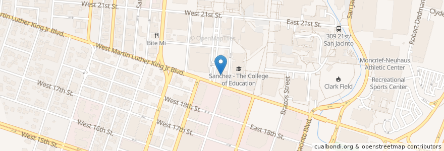 Mapa de ubicacion de University Avenue Church of Christ en Estados Unidos De América, Texas, Travis County, Austin.