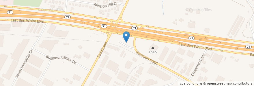 Mapa de ubicacion de Southeast Post Office en Estados Unidos Da América, Texas, Travis County, Austin.