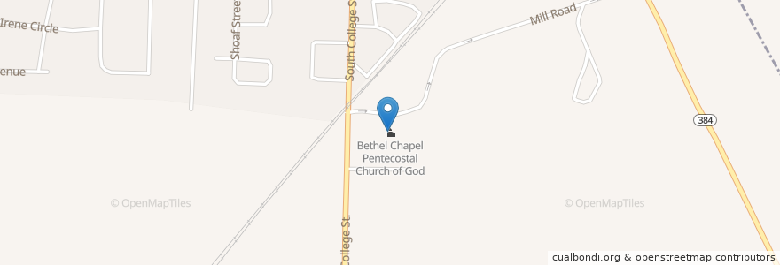 Mapa de ubicacion de Bethel Chapel Pentecostal Church of God en Amerika Syarikat, Tennessee, Tipton County, Covington.