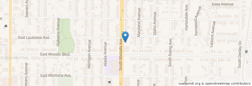 Mapa de ubicacion de Bexar Street Baptist Church en الولايات المتّحدة الأمريكيّة, تكساس, Dallas, Dallas County.