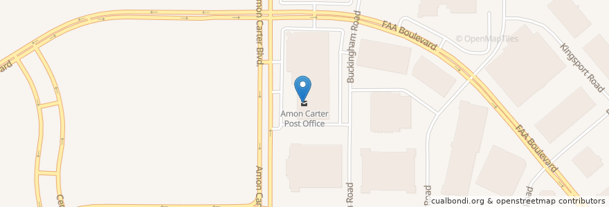 Mapa de ubicacion de Amon Carter Post Office en 미국, 텍사스, Tarrant County, Fort Worth.