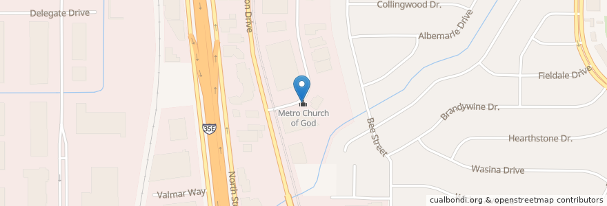 Mapa de ubicacion de Metro Church of God en Amerika Syarikat, Texas, Dallas County, Farmers Branch.