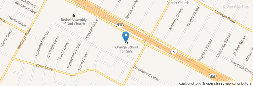 Mapa de ubicacion de Omega School for Girls en Соединённые Штаты Америки, Corpus Christi, Техас, Nueces County.