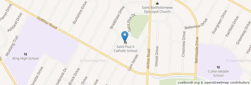Mapa de ubicacion de Saint Pius X Catholic School en États-Unis D'Amérique, Corpus Christi, Texas, Nueces County.