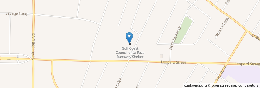 Mapa de ubicacion de Gulf Coast Council of La Raza Runaway Shelter en ایالات متحده آمریکا, Corpus Christi, تگزاس, Nueces County.