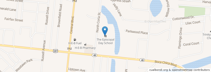 Mapa de ubicacion de The Episcopal Day School en ایالات متحده آمریکا, تگزاس, Cameron County, Brownsville.