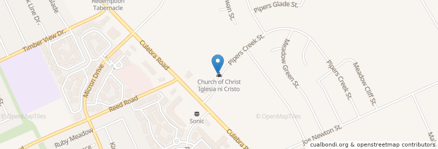 Mapa de ubicacion de Church of Christ Iglesia ni Cristo en アメリカ合衆国, テキサス州, Bexar County, サンアントニオ.