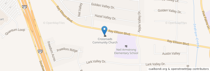 Mapa de ubicacion de Crossroads Community Church en Verenigde Staten, Texas, Bexar County, San Antonio.