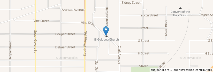 Mapa de ubicacion de El Golgotta Church en الولايات المتّحدة الأمريكيّة, تكساس, مقاطعة بيكسار, سان أنطونيو.
