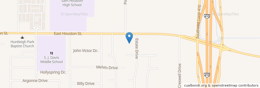 Mapa de ubicacion de J Frank Dobie Post Office en États-Unis D'Amérique, Texas, Bexar County, San Antonio.