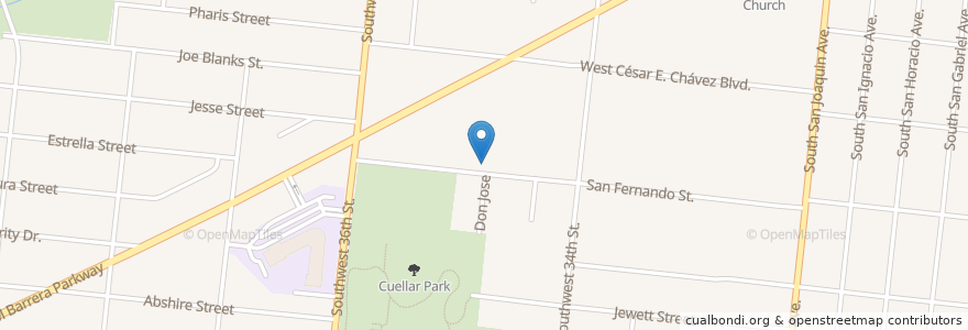 Mapa de ubicacion de Los Jardines Post Office en アメリカ合衆国, テキサス州, Bexar County, サンアントニオ.