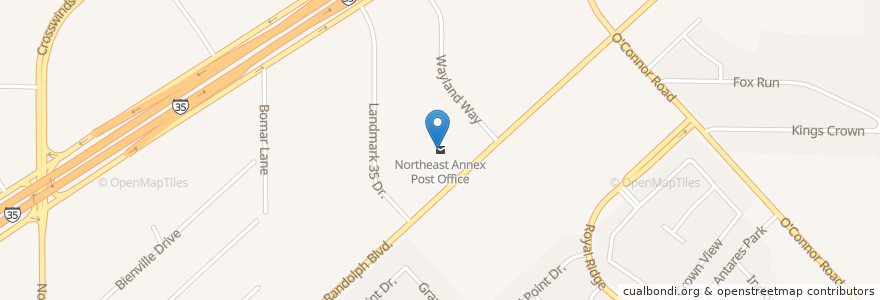Mapa de ubicacion de Northeast Annex Post Office en Estados Unidos Da América, Texas, Bexar County, San Antonio.