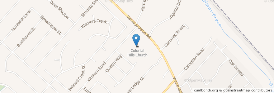 Mapa de ubicacion de Colonial Hills United Methodist School en الولايات المتّحدة الأمريكيّة, تكساس, مقاطعة بيكسار, سان أنطونيو.