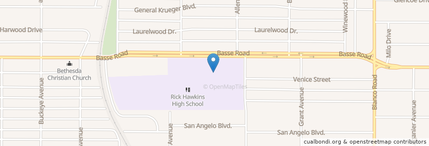 Mapa de ubicacion de Doctor Paul S Saenz Junior High School en 미국, 텍사스, Bexar County, San Antonio.