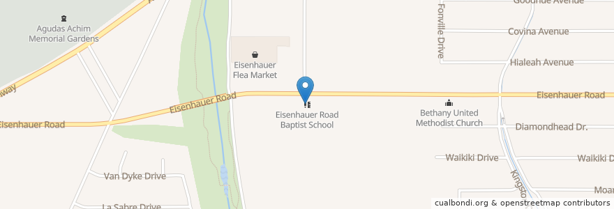 Mapa de ubicacion de Eisenhauer Road Baptist School en 美利坚合众国/美利堅合眾國, 得克萨斯州 / 德克薩斯州 / 德薩斯州, Bexar County, San Antonio.