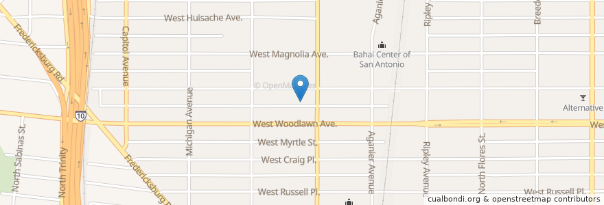 Mapa de ubicacion de Kingdom Hall of Jehovahs Witnesses en ایالات متحده آمریکا, تگزاس, Bexar County, San Antonio.