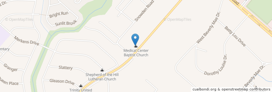 Mapa de ubicacion de Medical Center Baptist Church en アメリカ合衆国, テキサス州, Bexar County, サンアントニオ.