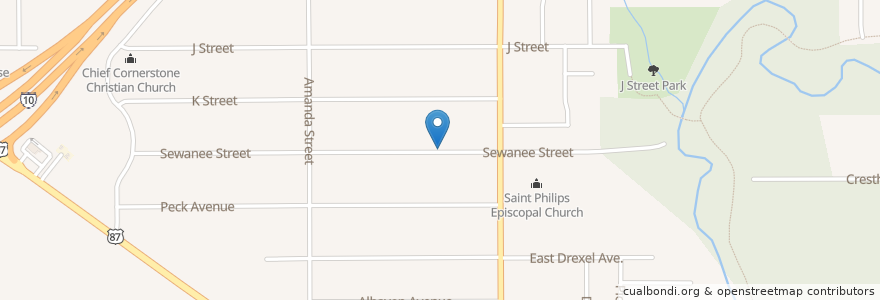 Mapa de ubicacion de Mount Moriah Christian Fellowship Baptist Church en アメリカ合衆国, テキサス州, Bexar County, サンアントニオ.