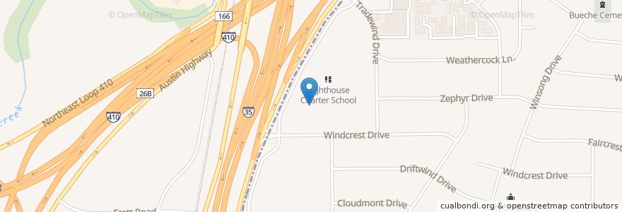 Mapa de ubicacion de New Creation Christian Fellowship Church en États-Unis D'Amérique, Texas, Bexar County, San Antonio.