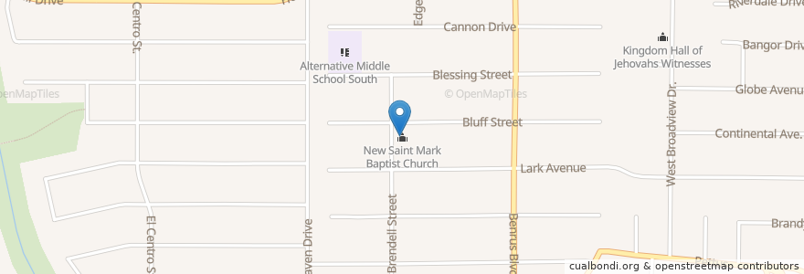 Mapa de ubicacion de New Saint Mark Baptist Church en 美利坚合众国/美利堅合眾國, 得克萨斯州 / 德克薩斯州 / 德薩斯州, Bexar County, San Antonio.
