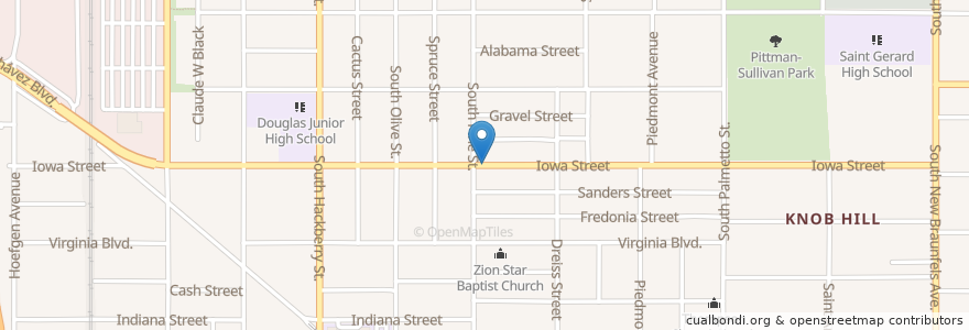 Mapa de ubicacion de Porter Memorial Christian Methodist Episcopal Church en 미국, 텍사스, Bexar County, San Antonio.